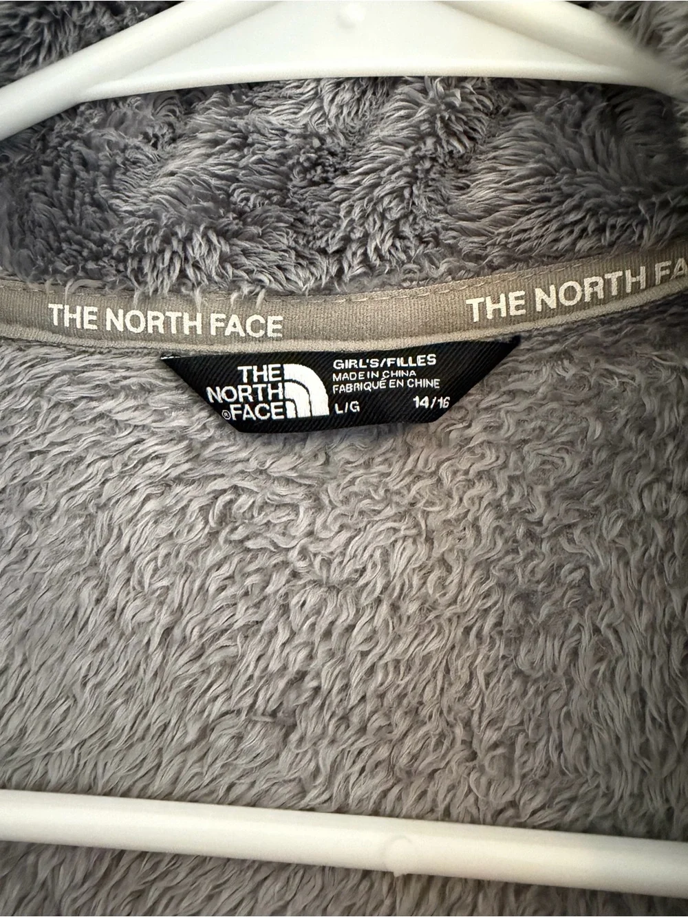 The North Face Girls Osito Jacket Size L (14/16) gray high pile fleece full zip